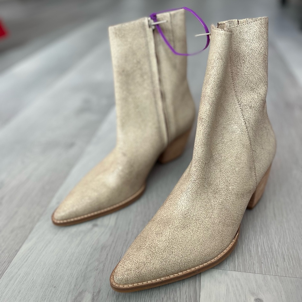 MATISSE CATY BOOT IVORY BEIGE 100% GENUINE LEATHER ANKLE ZIP WESTERN WOMENS 9